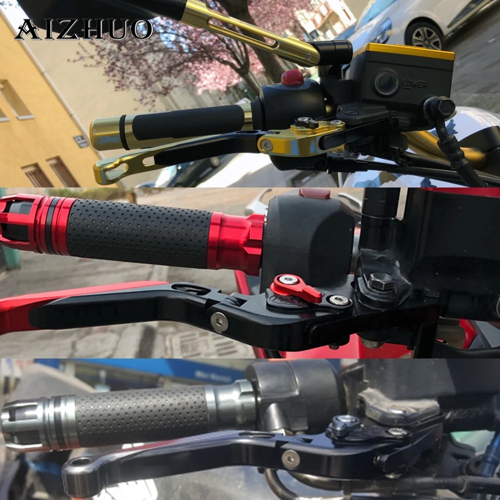 Motorcycle Brake Clutch Lever Extendable+Handle Grips Handlebar For HONDA VTX1300 VTX 1300 2003-2008 2004 2005 2006 2007