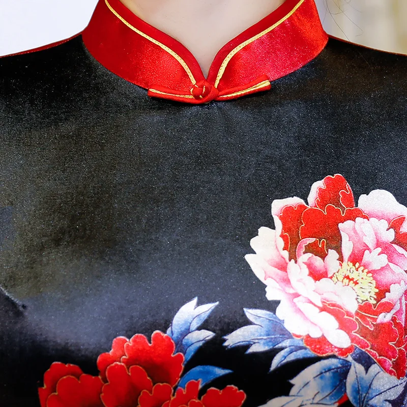 Китайское традиционное платье Красный современное Ципао вечерние платья длинные бархатные зимние Cheongsam китайские свадебные халаты Чонсам