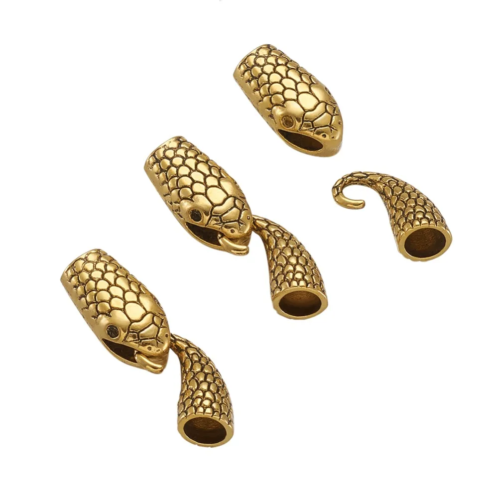 Pandahall 10Set 2 Colors Antique Tibetan Style Metal Alloy Hook and Snake Head Clasps For Leather Cord Bracelets Jewelry Making | Украшения