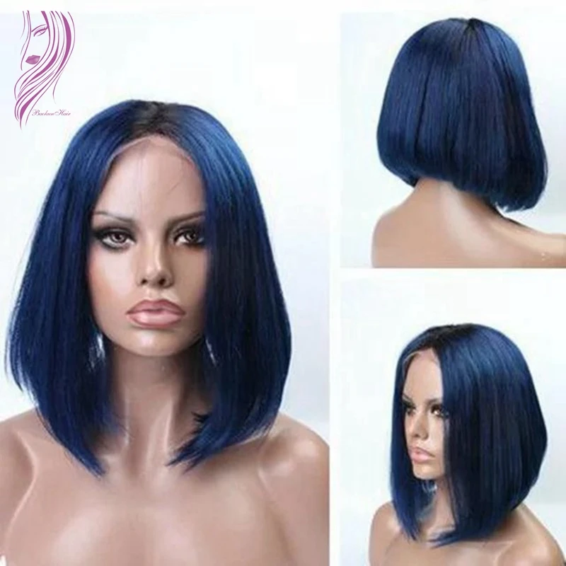 Top Grade Ombre Blue Lace Front Wig Heat Resistant Synthetic Wigs