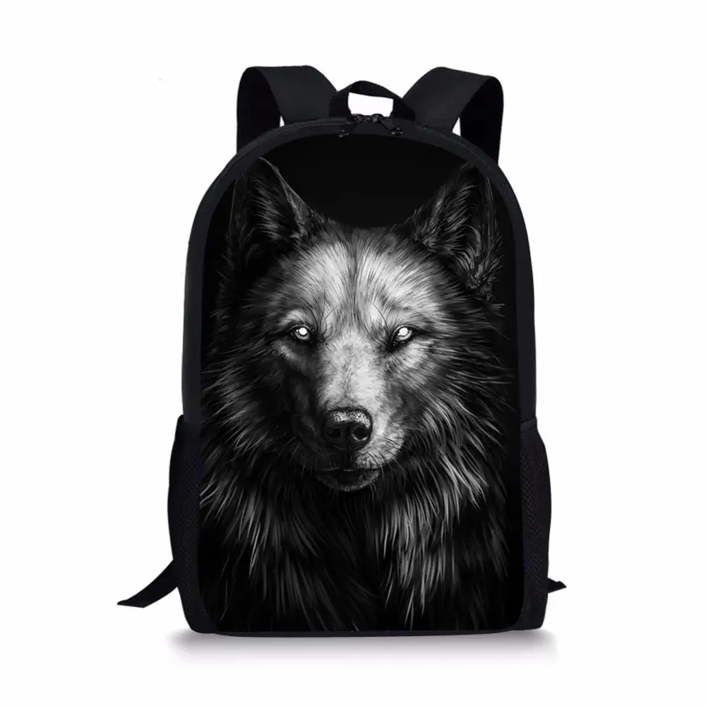 Тикин светильник волк печать школьные сумки для детей крутые животные подростковые девочки школьная сумка студенческие Детские книжные сумки Mochila - Цвет: as picture