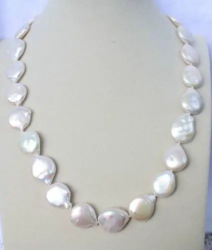 

Hot sell Noble- Free shipping@@@@@ A>Vogue AA+ 12-13 mm white coin pearl necklace 17" a