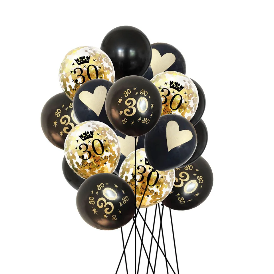 16 шт. 10 дюймов 12 дюймов креативный много воздушных шаров с днем рождения украшения для детей и взрослых цифры воздушные шары DIY вечерние принадлежности - Цвет: 30 gold