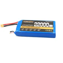 TCBWORTH Hot Rechargeable RC LiPo Battery Power 4S 14.8V 22000mAh 25C For RC Airplane Quadrotor Helicopter Drone Tank Car