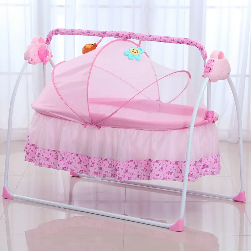 

Smart Electric Baby Cradle Infant Rocking Crib With Music Portable Folding Safe Newborn Baby Sleeping Bed With Mosquito Nets