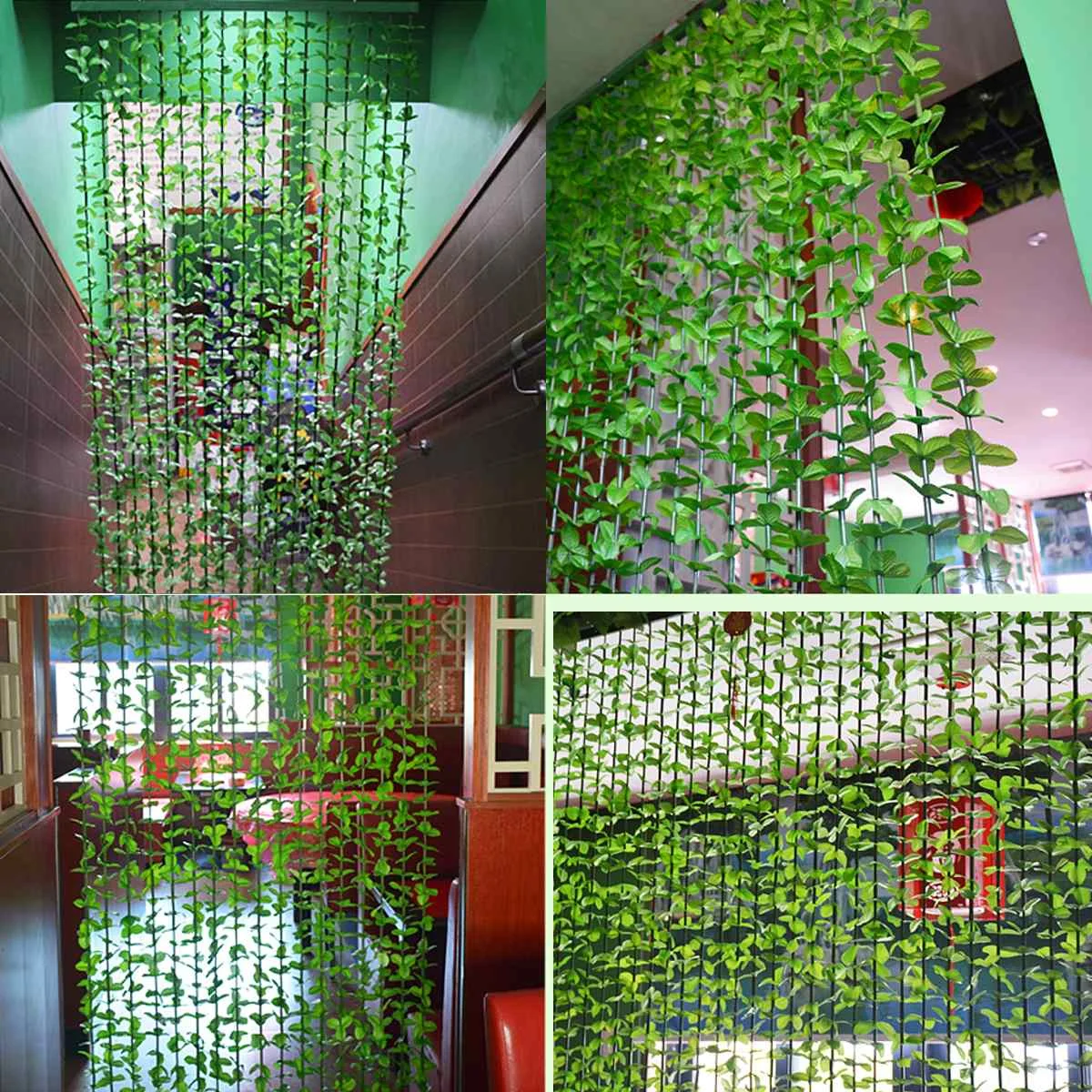 90*180CM/90*220CM 16 Lines Fly Screen Green Leaf Bamboo Leaves String Curtain For Indoor Home Backdrop Shop Restaurant Decor