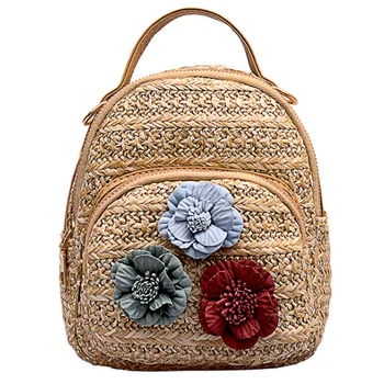 

New Korean Version Of Straw Small Backpack Fashion Casual Backpack Wild Travel Backpack