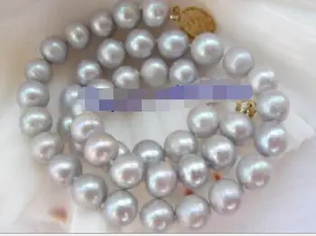 

stunning 10mm round gray freshwater pearls necklace