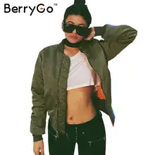 BerryGo bomber jaket Wanita mantel Musim Dingin parka Army Hijau keren dasar jaket Empuk ritsleting biker chaquetas tahan dr