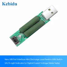 Kebidumei USB мини разрядный интерфейс нагрузочный резистор с переключателем 2A 1A батарея Емкость напряжение сопротивление разряда тестер
