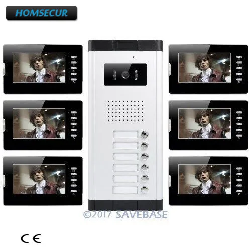 

HOMSECUR 7" Hands-free Video&Audio Door Entry Kit with Dual-way Intercom for 6 Families
