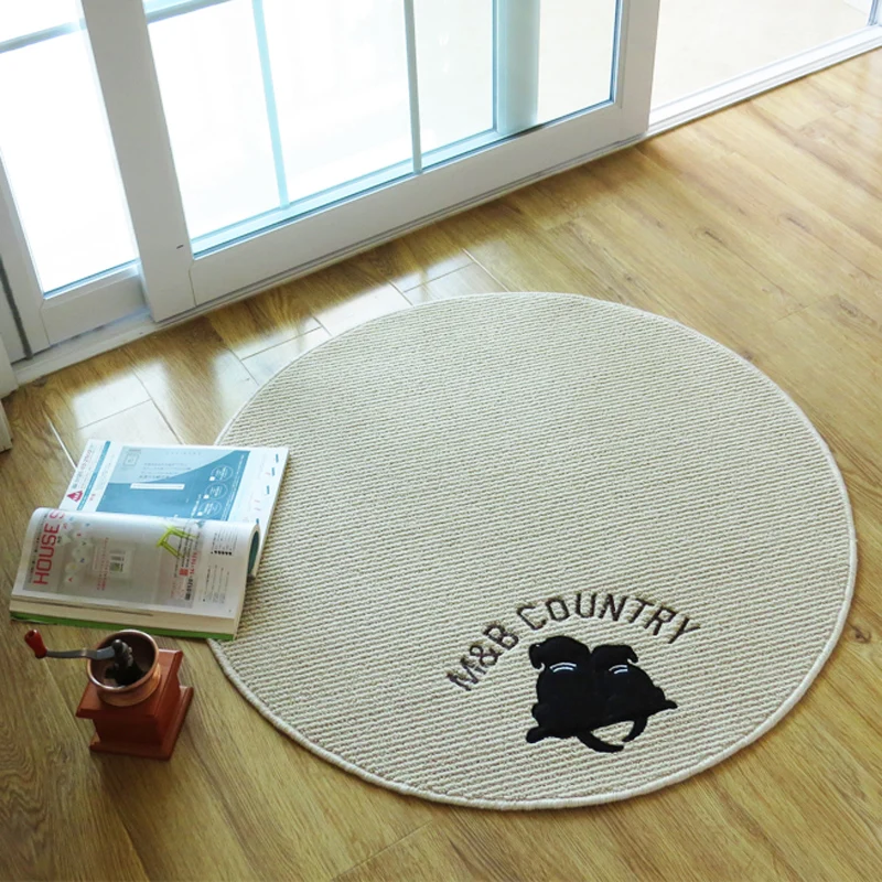 

WINLIFE 150cm*150cm Cute Little Dog Print Korean Table Mat,Designer Kids Area Carpets,Elegant Round Rugs