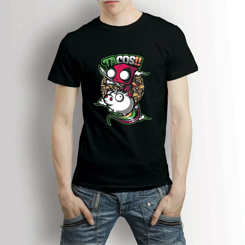 Deadpool Tacos and unicorns Comedy Xmas Present T-Shirt Men's Tee T Shirts Man Clothing Free Shipping top tee