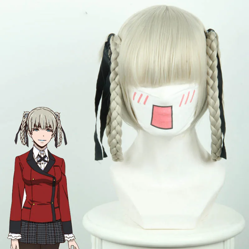 

Anime Kakegurui Compulsive Gambler Momobami Kirari Wigs Heat Resistant Synthetic Hair Cosplay Costume Wig + Wig Cap