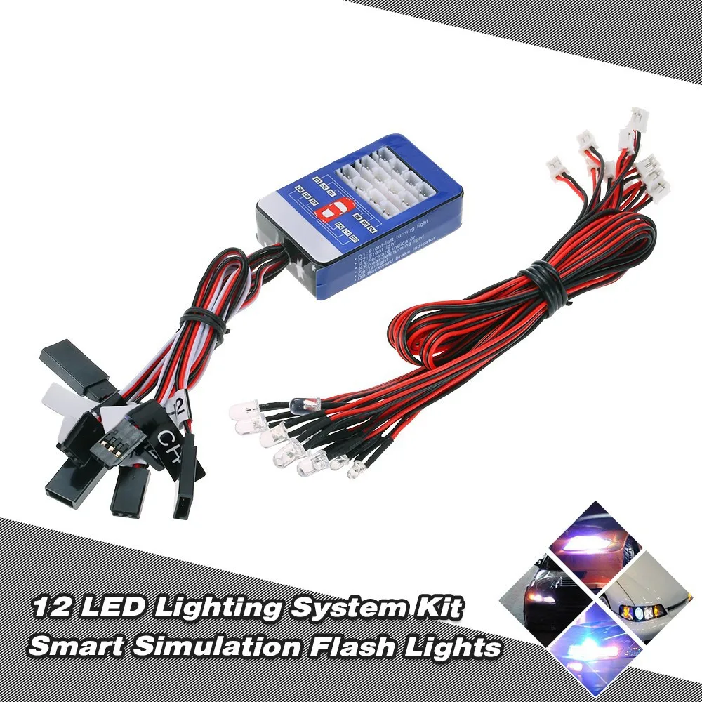 

12 LED Lighting System Kit Simulation Flash Lights for 1/10 RC Crawler Accessory Models RC Car PARTS A516