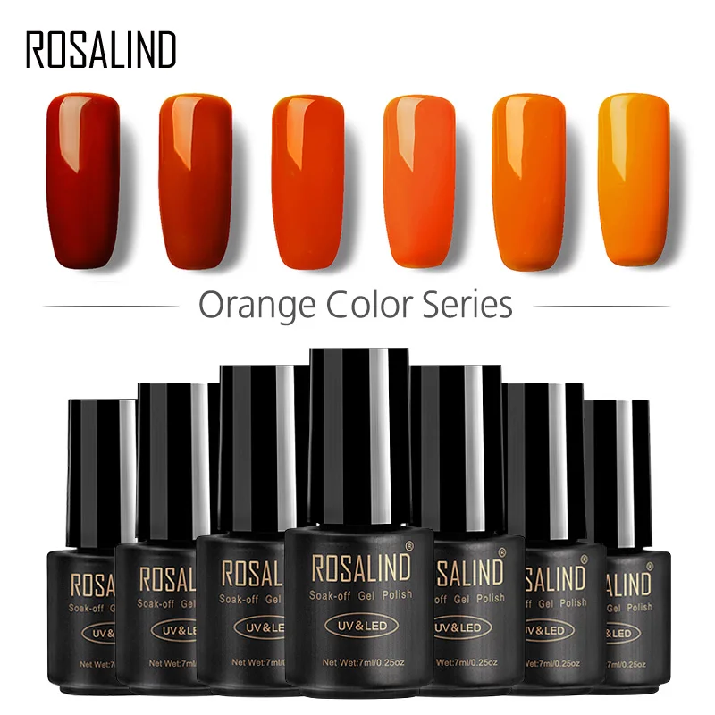

ROSALIND Gel 1S Black Bottle Pumpkin Color Set Most Wished Nail Gel Polish Top Base Coat Needed Nail Art UV LED Gel Varnish
