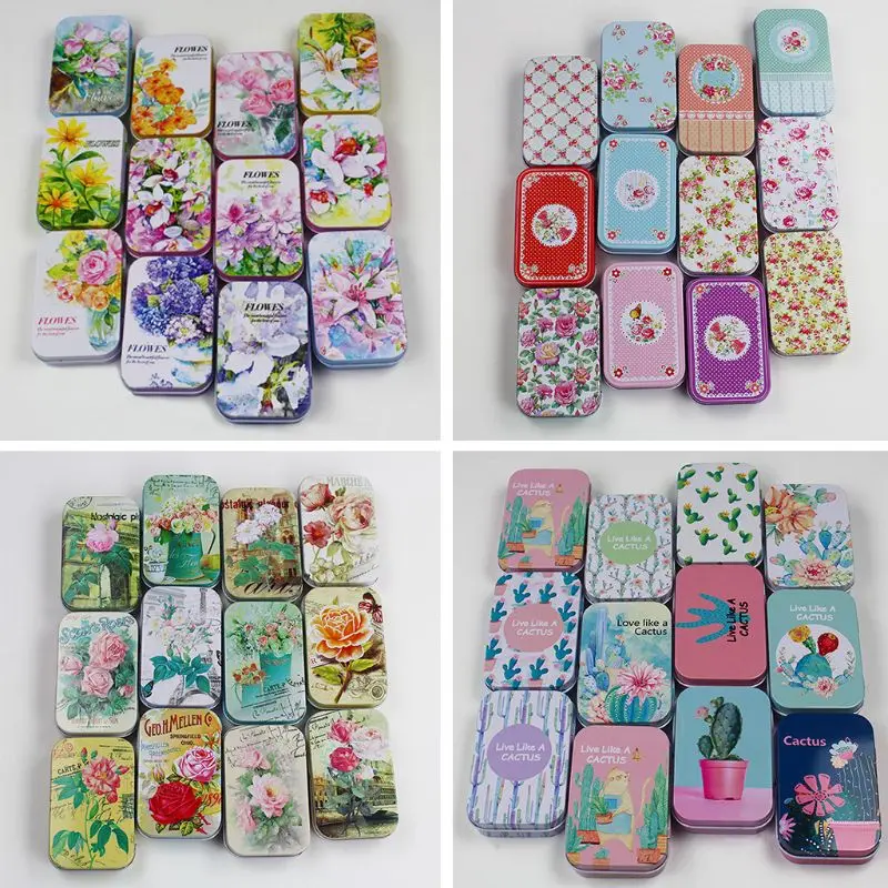 

Retro Rectangular Cactus Tin Box Candy Jewelry Coin Storage Container Case Canisters Cards Candle Holder Wedding Favor Gift