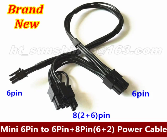 

NEW Mini 6pin to 6pin & 8pin(6+2) PCI-e Dual Power Cable For Apple Mac Pro Video Card ,37cm 18AWG