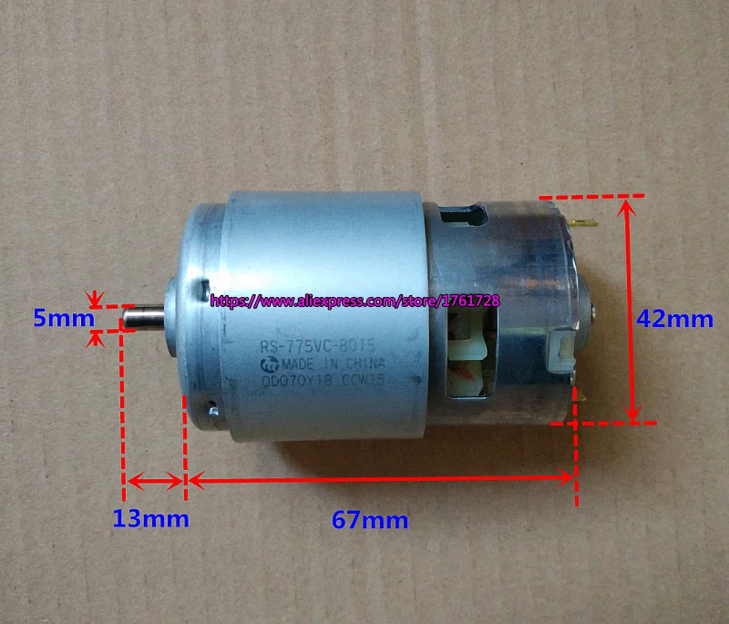 

Free shipping ,Brand new Mabuchi 42mm 775 DC motor RS-775VC 18V 18200RPM high speed Large torque drill motor ~