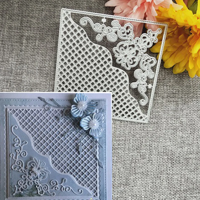 

1pc Cutting Dies Grid Background Square Frame Metal Stencils for Scrapbooking DIY Paper Cards Photo Album Decorative Embossing