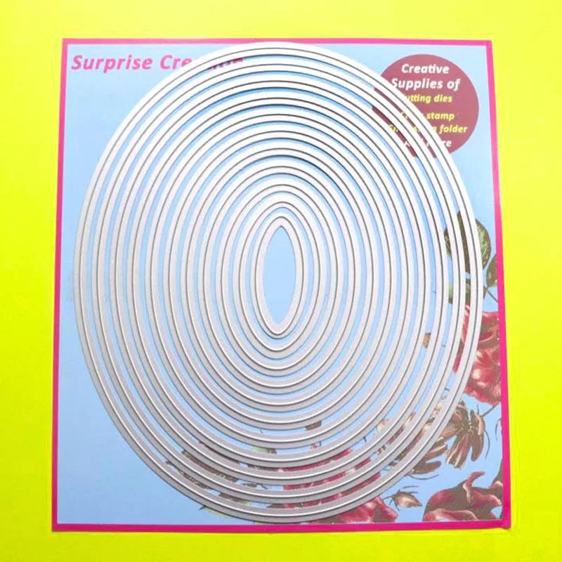 

Surprise Creation Large Cutting dies 17.2x20.4cm 11-Piece Basic Oval Scrapbook DIY Craft Metal Stencil