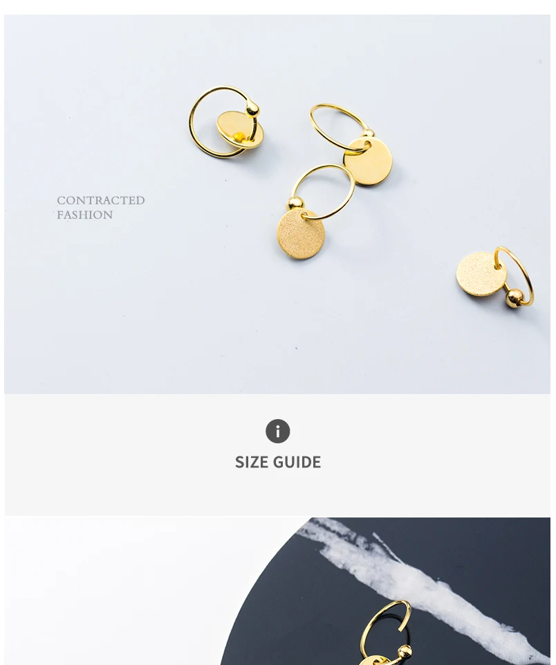 Exquisited 925 Sterling Silver Gold Color Small Hoop Earrings for Women Oval Coin Disc Minimalist Ear Piercing Huggie Earrings (4)