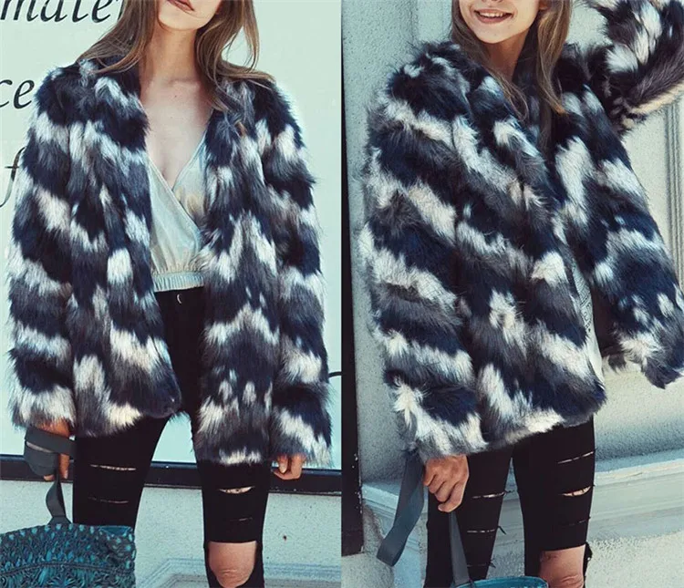Fashionable stripe copy fur medium long money jacket female 2018 Europe and America popular autumn winter new female type coat (2)