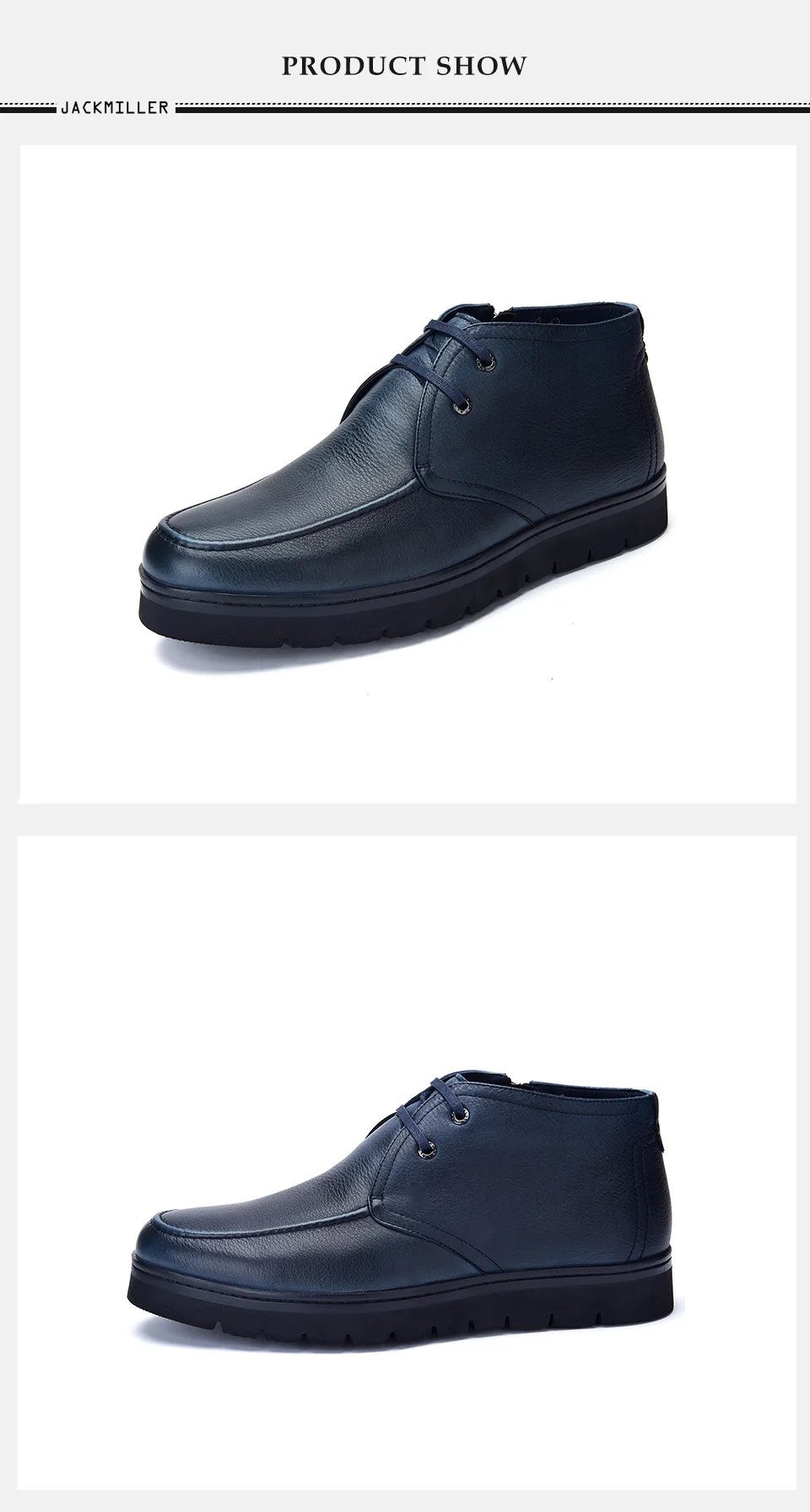 Jackmiller/Брендовые мужские кожаные ботинки темно-синего цвета на шнуровке, с боковой молнией, на толстой подошве, с шерстяной подкладкой; базовые мужские ботинки; Зимние Теплые ботильоны