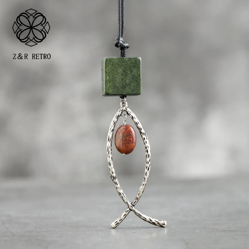 

Wooden Necklace Women Square Bohemian Necklace Fashion Jewelry Long Chain Necklace Woman Accessories Jewerly 3.8*13cm
