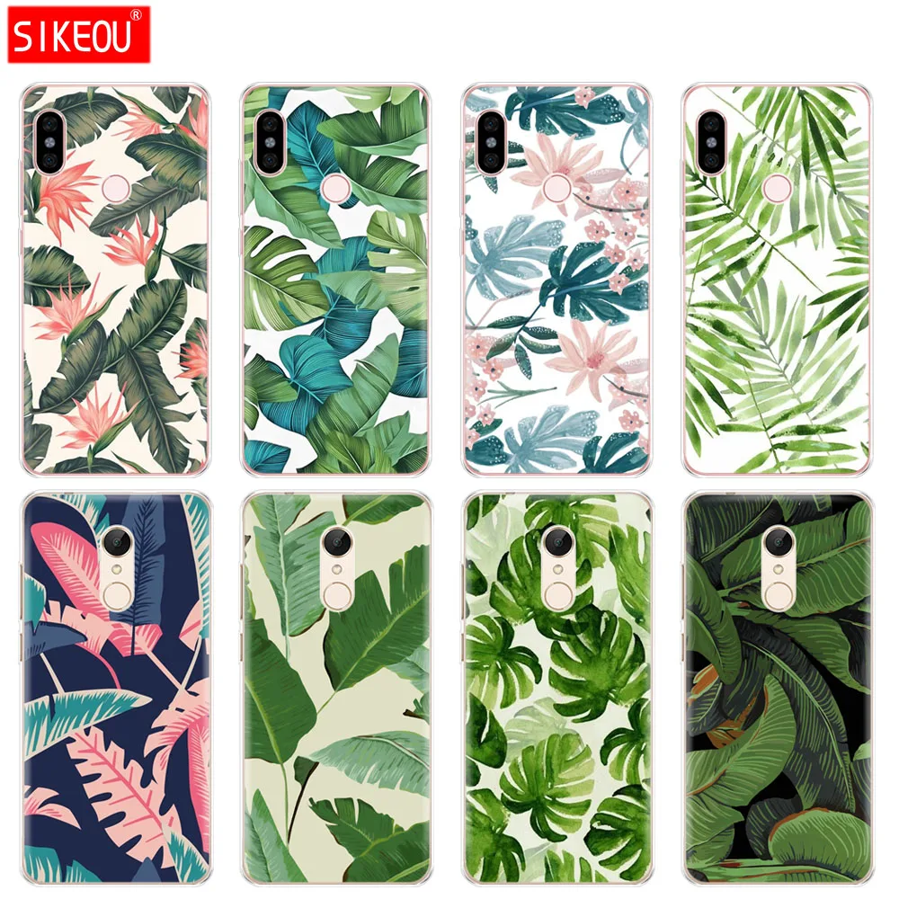 

Silicone Cover phone Case for Xiaomi redmi 5 4 1 1s 2 3 3s pro PLUS redmi note 4 4X 4A 5A Tropical plants fresh green leaves