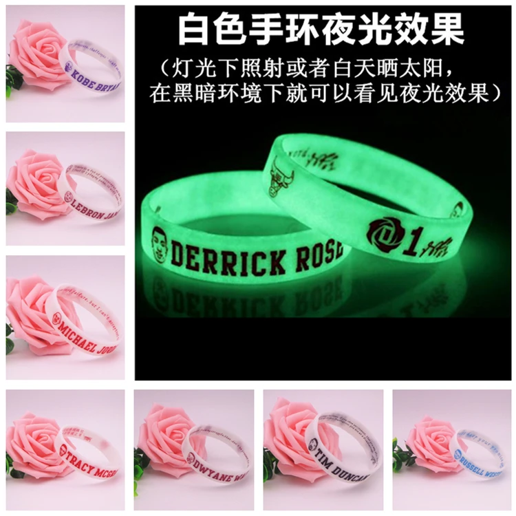 

Stephen Curry WADE Duncan Kobe Bryant Kevin Durant Kyrie Irving Allen Iverson sport silicone rubber bracelet wristband shipping