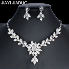 jiayijiaduo 3 colors new crystal wedding jewelry set women necklace earrings set dress accessories NE+EA