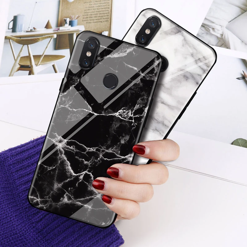 Мраморный чехол из закаленного стекла для Xiaomi Pocophone F1 Mi 8 SE 8Lite 5X A1 6X A2 6 Plus чехлы
