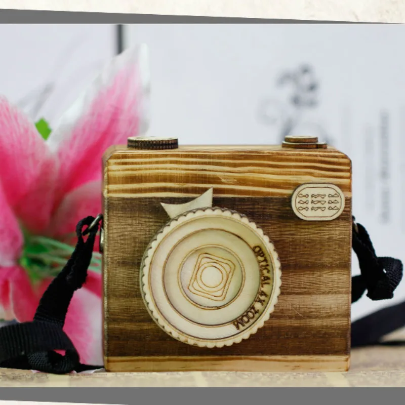 Креативная деревянная музыкальная шкатулка ручной работы, заводная DIY камера, детский подарок на день рождения, украшение, висячие украшения, детская игрушка