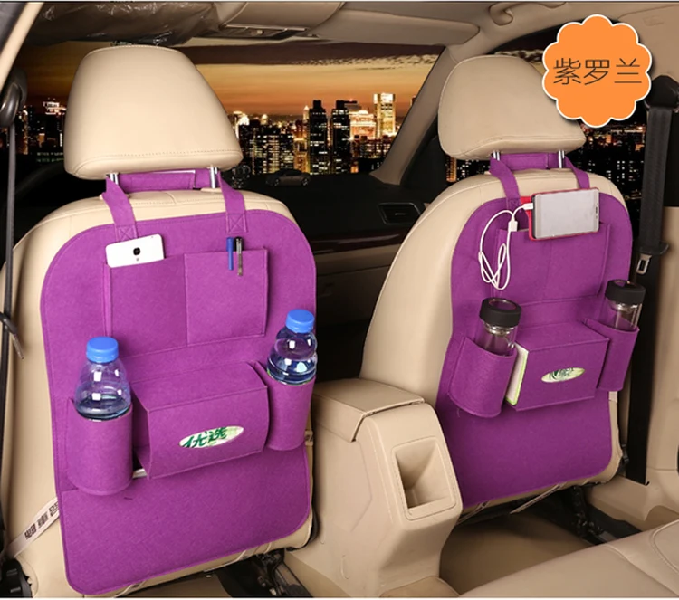 

Felt Car Backseat Organizers Black Auto Seat Back Storage Bag Tissue Water Bottle Holder Receive Organiser Bags 10 Colors