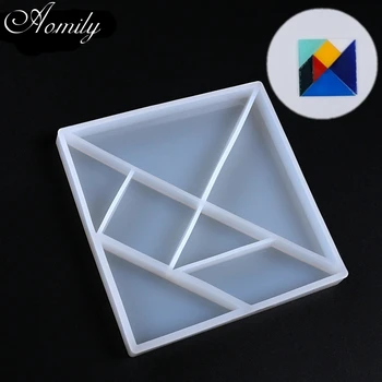 

Aomily DIY Silicone 7 Shapes Tangram Mold Fondant Cake Chocolate Mould Handmade Container Crystal Drop Resin Soap Molds Baking