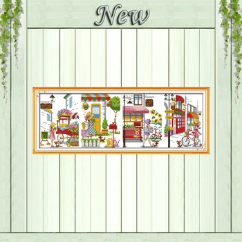 

Girl in Romantic street painting counted print on canvas DMC 14CT 11CT DIY Cross Stitch chinese Embroidery Needlework kits Sets