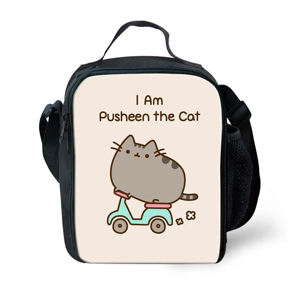 Thikin Casual Cartoon cat Pattern Lunch Bags for Teen Boys Fashion Portable Cooler Box Cartoon Pattern Tote Picnic Pouch - Color: ALG3935G