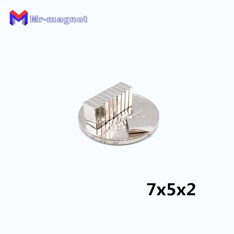 US $55.85 1000pcs 7x5x2 mm Super Powerful Small Neodymium Magnet Block Permanent N35 NdFeB Strong Cuboid Magnetic Magnets 752 mm