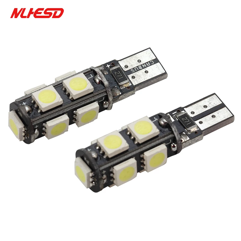 100 шт. Автомобильные светодиодные лампы T10 9SMD 5050 CANBUS 9 smd DC 12 В без ошибок