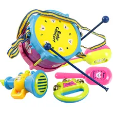 5 Pcs/Set Kids Baby Infant Roll Drum Horn Music Toy Sets Mini Grasp Hand Musical Instruments Early Educational Toys YJS Dropship