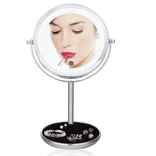 LED Lighted Makeup Vanity Mirror Double 2 Sided 5X magnifying pocket mirror Brightness Adjustable Touch Screen Make Up Mirror