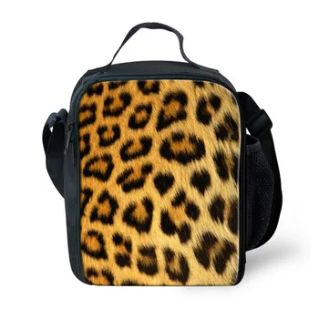 

THINK Leopard Print Portable Thermal Lunch Bags for Women School Lunchbox Cooler Bag for Student Family Weekend Lunch Box Custom