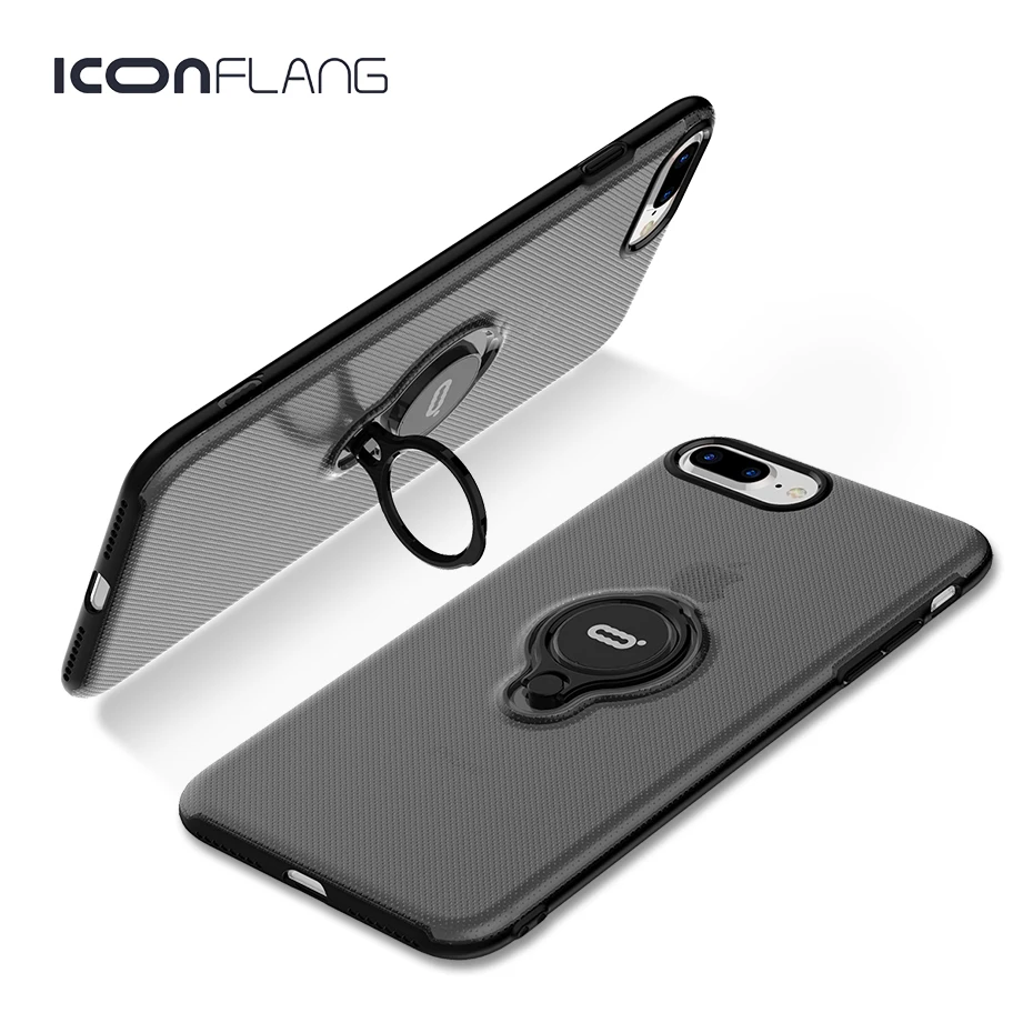 

Luxury Transparent Magnetism Phone Case For iPhone 8 8 Plus Cover with ring Holder Stand Back Shell On The For iPhone 8 Plus
