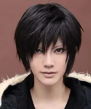 Men Fashion Natural Black Wig Cosplay Anime Short Straight Costume Party Full Synthetic Hair Wigs Male Peruca Pelucas