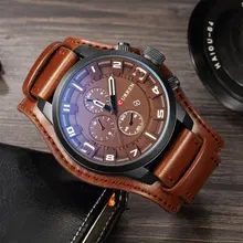CURREN Top Brand Luxury Mens Watches Sport Military Clock Leather Strap Quartz Male Clocks zegarek meski Business Men Watch Gift