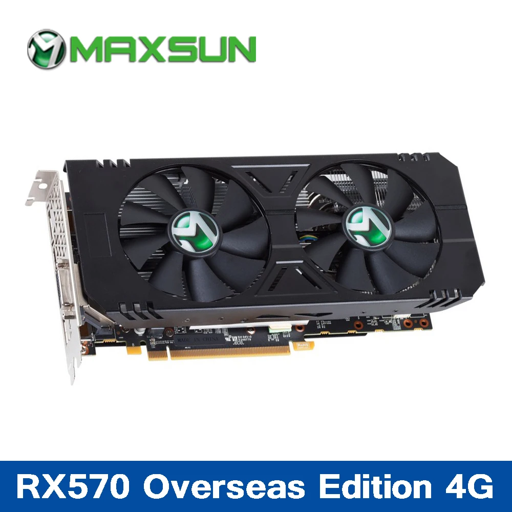 MAXSUN RX570 4G видеокарты 256bit 1168 мГц 1244 GDDR5 PCI Express 3 0X16 HDMI + DP DVI 2160*4096 для добычи|graphic card|video