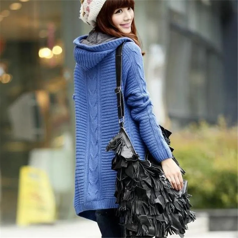 Женская одежда Qiu dong, свитер с капюшоном, пальто, толстый теплый Свободный кардиган, элегантный вязаный свитер, пальто, Рекламная цена, OK67