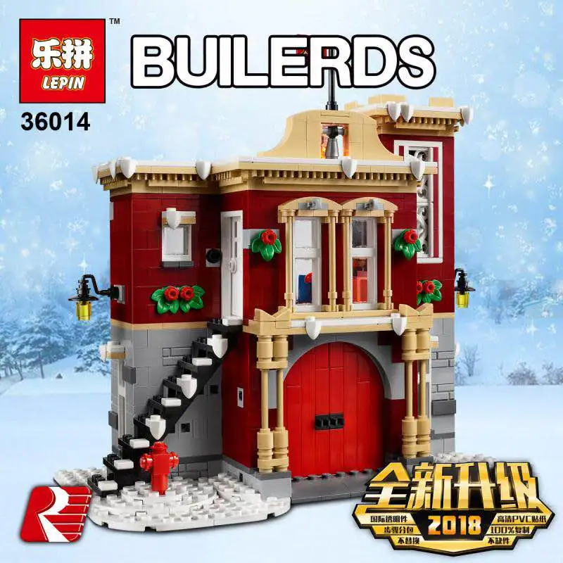 

Lepin 36014 1306pcs Winter Village Fire Station Set DHL Building Blocks Bricks Assembly Kids Toys Birthday Christmas Gifts 10263
