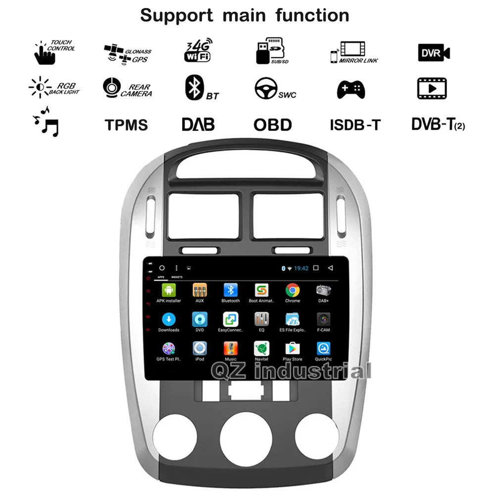 Flash Deal QZ industrial HD 9" 8 Core Android 8.1 T8 car dvd player For KIA Cerato 2004-2008 With GPS 3G 4G WIFI Radio BT SWC RDS Navi Map 1